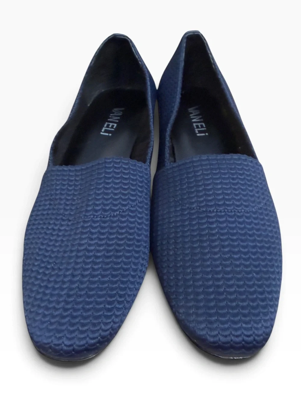 VANELi Women’s Navy Blue Textured Woven Smoking Slipper Loafers Flats Size US 6